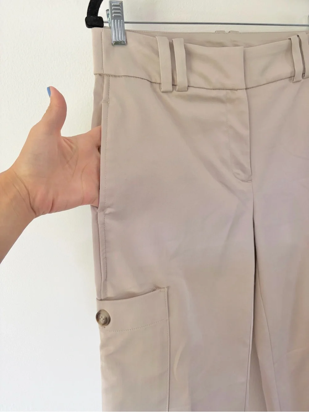 Chico’s Fly Front Sateen Cargo Pant In Smokey Taupe Size 4 NWT